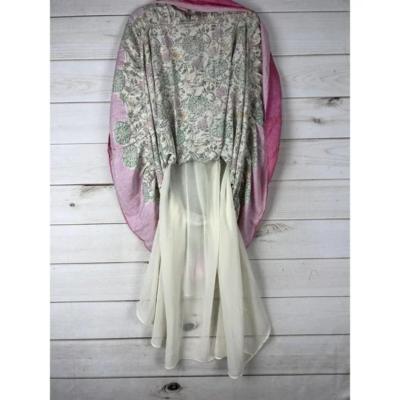 Farmers Market Dress Womens Small Multicolor Floral Boho Maxi 3/4 Sleeve Tiered - Picture 3 of 10